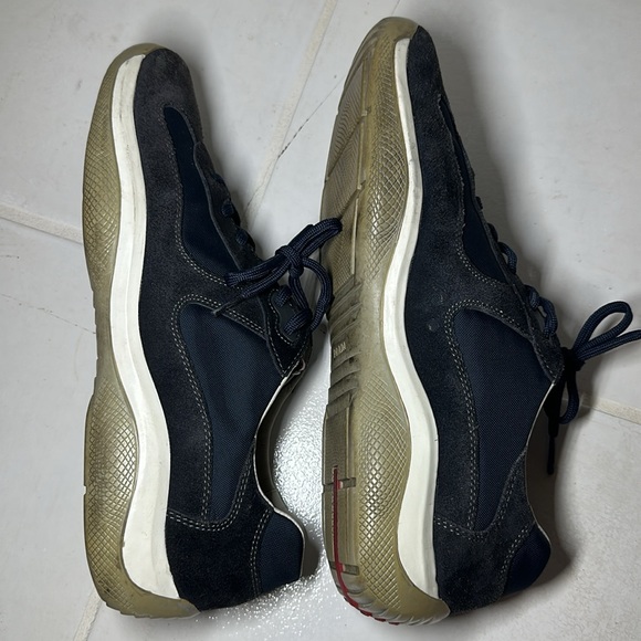 PRADA men’s blue suede and nylon low top sneakers Size: 9.5 - Picture 6 of 12